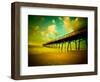 Deserted Pier under Turquoise Sky-Jan Lakey-Framed Photographic Print