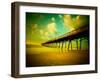 Deserted Pier under Turquoise Sky-Jan Lakey-Framed Photographic Print