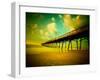 Deserted Pier under Turquoise Sky-Jan Lakey-Framed Photographic Print