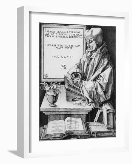 Desiderius Erasmus (1466-1536) of Rotterdam, 1526 (Engraving)-Albrecht Dürer-Framed Giclee Print