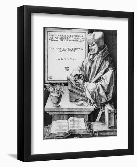 Desiderius Erasmus (1466-1536) of Rotterdam, 1526 (Engraving)-Albrecht Dürer-Framed Premium Giclee Print