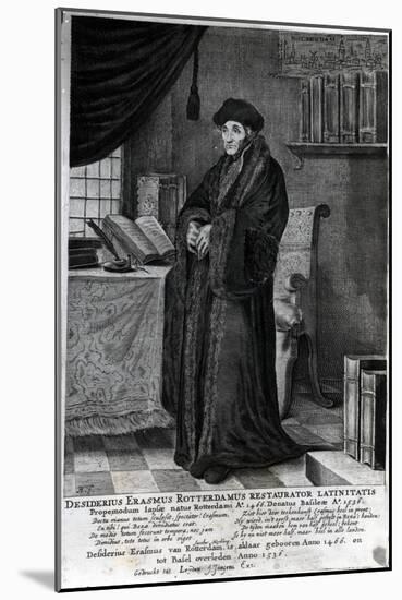 Desiderius Erasmus, 'Restorer of the Latin Language' (Engraving)-Dutch-Mounted Giclee Print