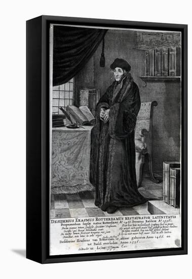 Desiderius Erasmus, 'Restorer of the Latin Language' (Engraving)-Dutch-Framed Stretched Canvas