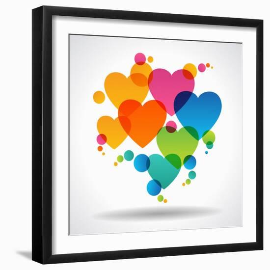 Design Background of Hearts. Card for Valentine's Day. the File is Saved in the Version Ai10 Eps. T-VLADGRIN-Framed Art Print