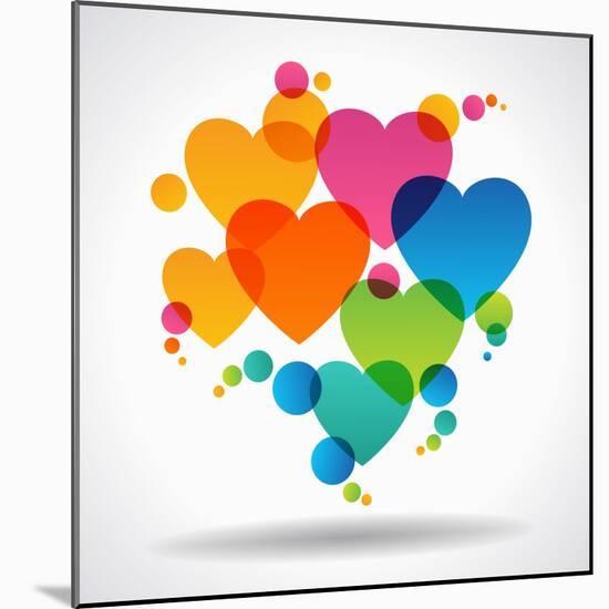 Design Background of Hearts. Card for Valentine's Day. the File is Saved in the Version Ai10 Eps. T-VLADGRIN-Mounted Art Print