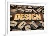 Design Concept in Vintage Letterpress Wood Printing Blocks-PixelsAway-Framed Art Print