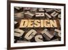 Design Concept in Vintage Letterpress Wood Printing Blocks-PixelsAway-Framed Art Print
