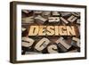 Design Concept in Vintage Letterpress Wood Printing Blocks-PixelsAway-Framed Art Print