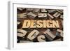 Design Concept in Vintage Letterpress Wood Printing Blocks-PixelsAway-Framed Art Print