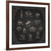 Design Elements for the Menu on the Chalkboard-HelenStock-Framed Art Print