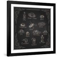 Design Elements for the Menu on the Chalkboard-HelenStock-Framed Art Print