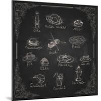 Design Elements for the Menu on the Chalkboard-HelenStock-Mounted Art Print