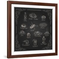 Design Elements for the Menu on the Chalkboard-HelenStock-Framed Art Print