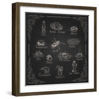 Design Elements for the Menu on the Chalkboard-HelenStock-Framed Art Print