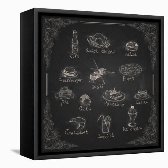 Design Elements for the Menu on the Chalkboard-HelenStock-Framed Stretched Canvas