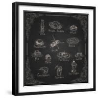 Design Elements for the Menu on the Chalkboard-HelenStock-Framed Premium Giclee Print