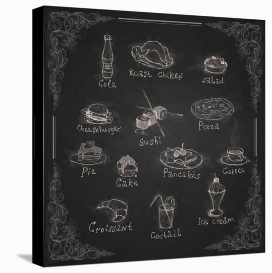 Design Elements for the Menu on the Chalkboard-HelenStock-Stretched Canvas