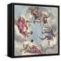 Design for a Ceiling: the Four Cardinal Virtues, Justice, Prudence, Temperance and Fortitude-Sir James Thornhill-Framed Stretched Canvas