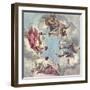 Design for a Ceiling: the Four Cardinal Virtues, Justice, Prudence, Temperance and Fortitude-Sir James Thornhill-Framed Giclee Print