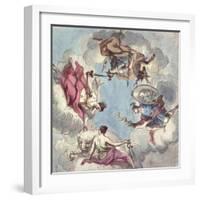 Design for a Ceiling: the Four Cardinal Virtues, Justice, Prudence, Temperance and Fortitude-Sir James Thornhill-Framed Giclee Print