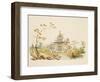 Design for a Chinese Temple, C.1810 (Pen and Ink and W/C on Paper)-G. Landi-Framed Giclee Print