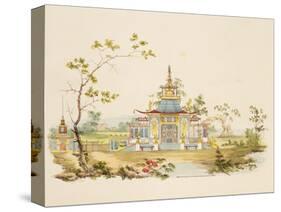 Design for a Chinese Temple, C.1810 (Pen and Ink and W/C on Paper)-G. Landi-Stretched Canvas