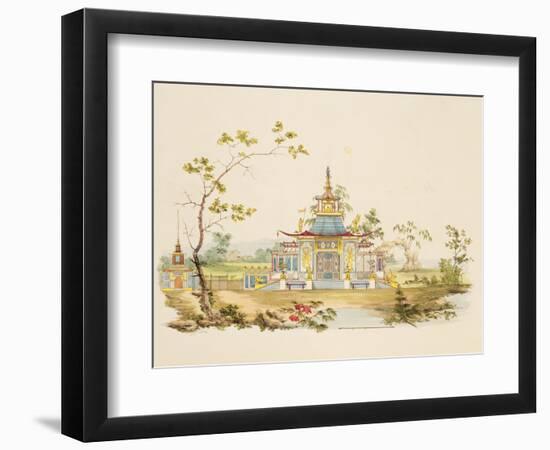 Design for a Chinese Temple, C.1810 (Pen and Ink and W/C on Paper)-G. Landi-Framed Premium Giclee Print