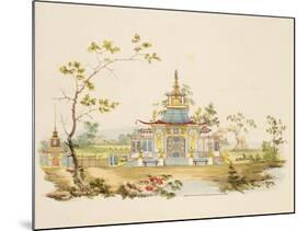 Design for a Chinese Temple, C.1810 (Pen and Ink and W/C on Paper)-G. Landi-Mounted Giclee Print