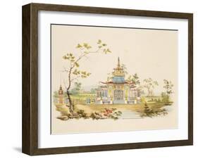 Design for a Chinese Temple, C.1810 (Pen and Ink and W/C on Paper)-G. Landi-Framed Giclee Print