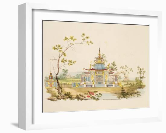 Design for a Chinese Temple, C.1810 (Pen and Ink and W/C on Paper)-G. Landi-Framed Giclee Print