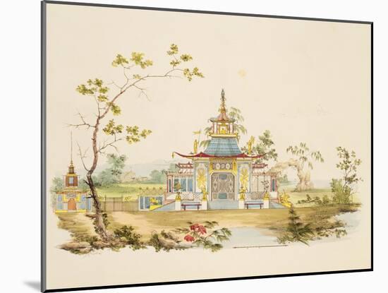 Design for a Chinese Temple, C.1810 (Pen and Ink and W/C on Paper)-G. Landi-Mounted Giclee Print