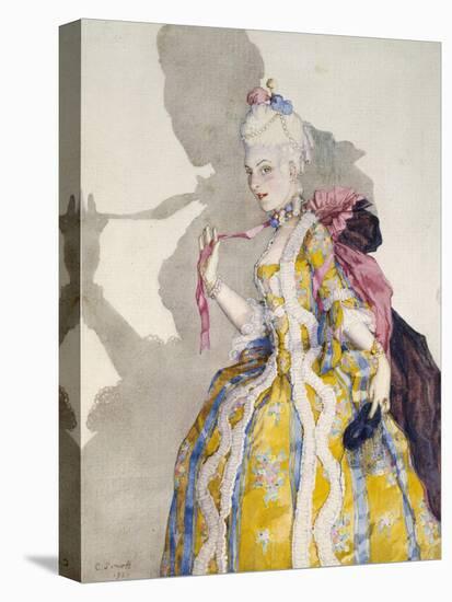 Design for a Costume of a Marquise for the Ballerina Tamara Karsavina, 1924 (Watercolour and Touche-Konstantin Andreevic Somov-Stretched Canvas