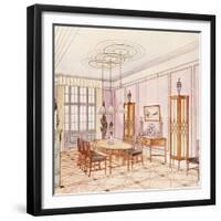 Design for a Dining Room, from 'Documents Architecture Moderne' (Colour Litho)-Paul Ludwig Troost-Framed Giclee Print