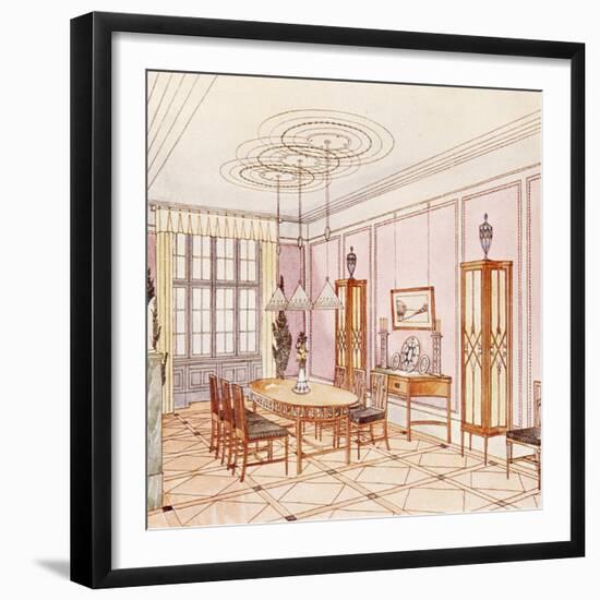 Design for a Dining Room, from 'Documents Architecture Moderne' (Colour Litho)-Paul Ludwig Troost-Framed Giclee Print