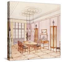 Design for a Dining Room, from 'Documents Architecture Moderne' (Colour Litho)-Paul Ludwig Troost-Stretched Canvas