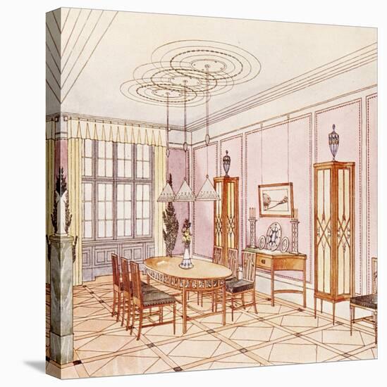 Design for a Dining Room, from 'Documents Architecture Moderne' (Colour Litho)-Paul Ludwig Troost-Stretched Canvas