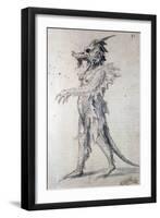 Design for a Dragon (Pen, Blue Ink and Watercolour on Paper)-Giuseppe Arcimboldo-Framed Giclee Print