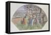 Design for a Fan: the Pea Stakers, 1890-Camille Pissarro-Framed Stretched Canvas