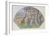 Design for a Fan: the Pea Stakers, 1890-Camille Pissarro-Framed Giclee Print