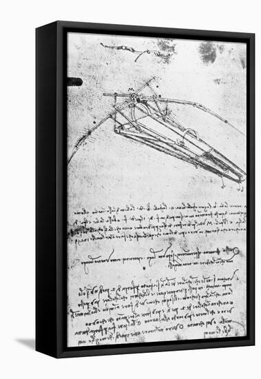 Design For a Flying Machine, Folio 74V 143, c.1488-Leonardo da Vinci-Framed Stretched Canvas