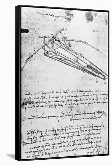 Design For a Flying Machine, Folio 74V 143, c.1488-Leonardo da Vinci-Framed Stretched Canvas