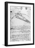 Design For a Flying Machine, Folio 74V 143, c.1488-Leonardo da Vinci-Framed Giclee Print