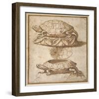 Design for a Lidded Box in the Shape of a Tortoise, Shown Open and Shut-Giulio Romano-Framed Giclee Print