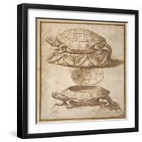 Design for a Lidded Box in the Shape of a Tortoise, Shown Open and Shut-Giulio Romano-Framed Giclee Print