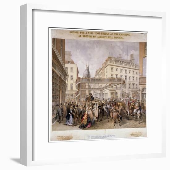 Design for a New Footbridge at the Crossing Ludgate Hill and Fleet Street, City of London, 1862-null-Framed Giclee Print