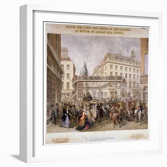 Design for a New Footbridge at the Crossing Ludgate Hill and Fleet Street, City of London, 1862-null-Framed Giclee Print