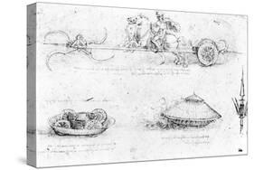 Design for a Scythed Chariot and Armoured Car, c.1487-Leonardo da Vinci-Stretched Canvas