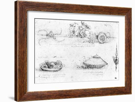 Design for a Scythed Chariot and Armoured Car, c.1487-Leonardo da Vinci-Framed Giclee Print