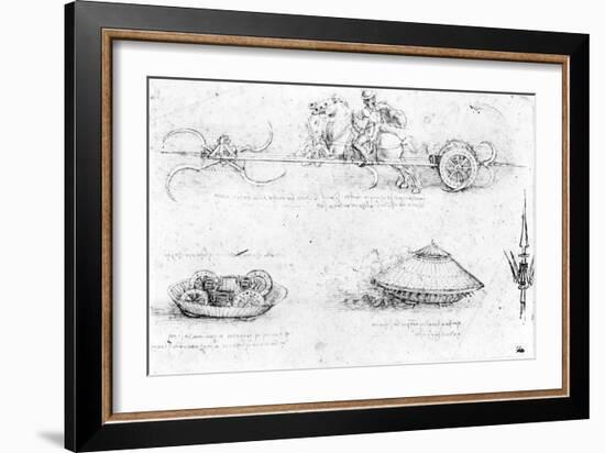 Design for a Scythed Chariot and Armoured Car, c.1487-Leonardo da Vinci-Framed Giclee Print