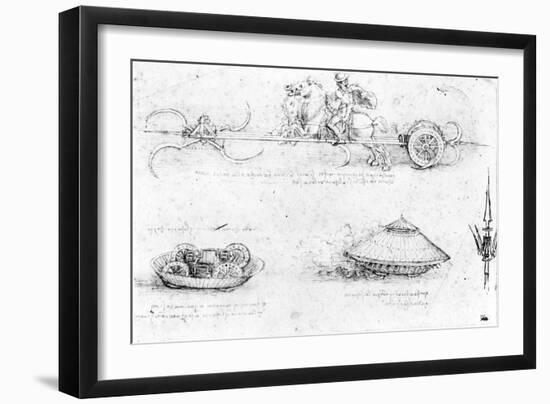 Design for a Scythed Chariot and Armoured Car, c.1487-Leonardo da Vinci-Framed Giclee Print